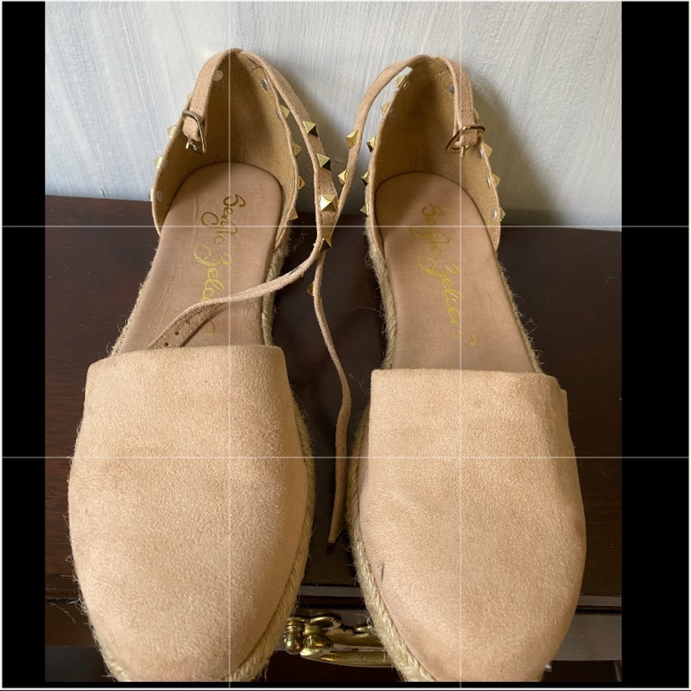 Sergio Zelcer Nude/Tan Studded Espadrilles Size 8